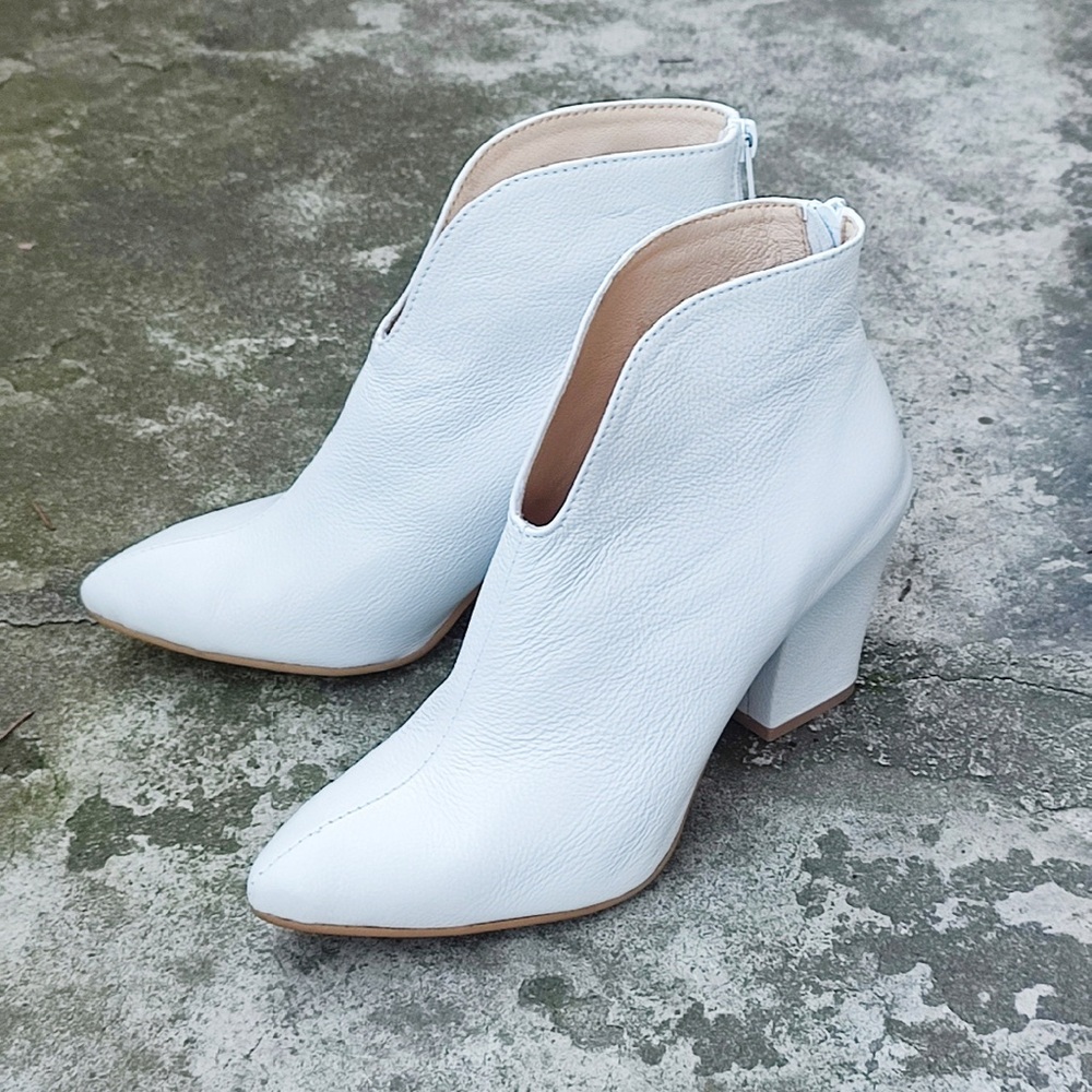 White Leather Booties
